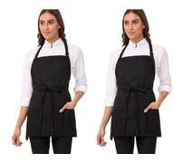 Chef Works Unisex Three Pocket Apron, Black, 2 Pack, One size