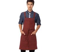 Chef Works Unisex Uptown Cross-Back Bib Apron, Red Navy, One Size