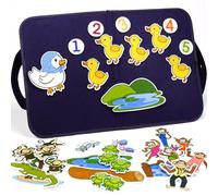 CHEFAN Felt Board for Toddlers, Felt Pieces Storytelling Flannel Board with 5 Little Ducks, 5 Little Monkeys and 5 Green Speckled Frogs Stories for Preschool Activities, 4 Sets