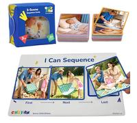 CHEFAN Sequencing Cards for Kids, Speech Therapy Sequence Game with Board, Preschool Kindergarten Storytelling Sentence Building Learning Activities（3 Steps）
