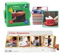CHEFAN Sequencing Cards for Kids, Speech Therapy Sequence Game with Board, Preschool Kindergarten Storytelling Sentence Building Learning Activities（4 Steps）