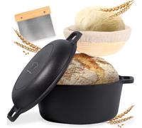 Cast Iron Pot Induction Compatible 26CM Preburnt - 2 in 1 Roaster cast Iron with