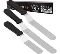 Chefarone Premium Palette Knife Set, Top Value Quality & Precision, Professional 3-pc Angled Stainless Steel Icing Spatulas, Memorable Cake Decorating, Frosting Knive for Pastries & Cupcake
