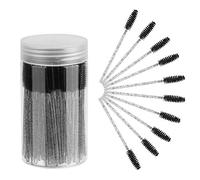 ChefBee Disposable Eyelash Brush, Mascara Sticks, Makeup Brush Applicator Set for Eyelash Extensions and Eyebrow Brush with Container (Crystal Black)
