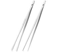 ChefBee Kitchen Cooking Tongs Tweezers - 2PCS 12" Stainless Steel Kitchen Utensils, Metal Fine Tweezers Tongs with Precision Serrated Tips for Chef, Serving Food, Grill, Culinary, Pasta, Salad, BBQ