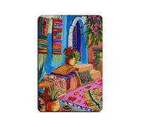 Chefchaouen, Marrakech Morocco Travel Wall Art, Blue City Tin Sign Vintage Metal Pub Club Cafe Bar Home Wall Art Decoration Poster Retro 8x12inch(20x30cm)