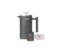 CHEFCHY French Press Coffee Maker, 34oz/1L, Double-Walled 304 Stainless Steel, Rust-Resistant, Dishwasher Safe, Includes 2 Extra Filters & Coffee Pot Canister - Matte Grey