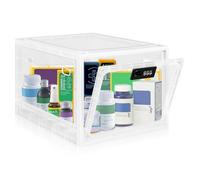 chefeggukk Medicine Lock Box with Code, 12.6L Large Lockable Storage Box for Medication, Snacks, Phone, and Electronics - BPA-Free, Clear Design with Charger Holes for Home, Office, Dorm, and Fridge
