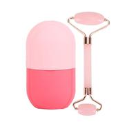Ice Face Roller Jade Roller and Gua Sha Set,Ice Roller for Face and Eye,Facial Beauty Skin Care Tools Brighten Skin &Remove Fine Lines (Oval, pink set)