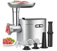 CHEFFANO Meat Grinder, 2600W Max Stainless Steel Food Grinder Electric, ETL Approved Heavy Duty Meat Mincer Machine with 2 Blades, 3 Plates, Sausage Stuffer Tube & Kubbe Kit for Home Kitchen Use