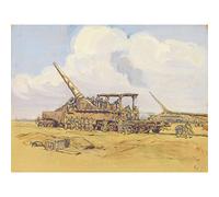 Cheffer French Artillery Guns WWI War Painting Large Wall Art Print Canvas Premium Mural