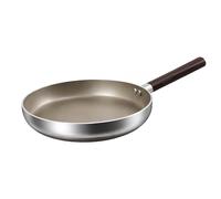 Cheffinger 28cm Induction Non-Stick Frying Pan with Wood Effect Handle, Silver