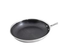 Cheffinger 32cm Wok with Honeycomb Coating and Long Handle, Silver