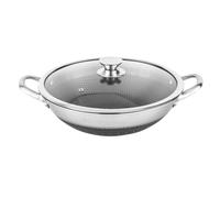 Cheffinger 32cm Wok with Honeycomb Coating and Scratch-Resistant Lid, Silver