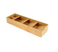 Cheffinger Bamboo Cutlery Organizer 5 Compartments for Drawer with Non-Slip Feet