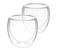Cheffinger Pair of 250ml Double-Wall Coffee Glasses with Floating Effect, Sienna