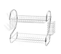 Cheffinger Rounded 2-Tier Metal Dish Rack, Silver