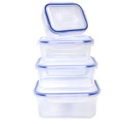 Cheffinger Set of 4 Compact Stackable Storage Boxes, Transparent