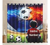 CHEFFS Football Curtains, Opaque Blackout Curtains with Eyelets, Personalised Football Curtain, Blackout Curtain, Set of 2 for Boys (1.280 x 180 cm (2 x 140 x 180 cm))