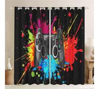 CHEFFS Gamepad Curtains, Boys' Gamer Window Curtain, Gaming Bedroom Waterproof Fabric, Gamer Blackout Curtains, Set of 2 Opaque Gaming Curtains (6.183 x 160 cm (2 x 91 x 160 cm))