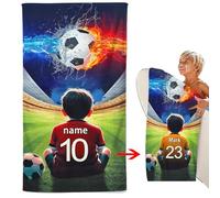 CHEFFS Personalized Football Beach Towel with Name, Personalized Football Towel with Name Bath Towel Microfibre Beach Towel 70 x 140 cm Bath Towel Sauna Towel Football (50 x 100 cm,1)