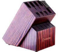 ChefHoablorn Wooden Knife Holder, Universal Kitchen Knife Holder with Built-in Sharpener, 15 Slots for Kitchen Counter, Without Knives