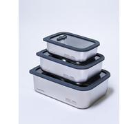 CHEFINTOOL Stainless Steel Lunch Box Set with Glass Lids -3 Stackable Bento Food Storage Containers(650ml/1300ml/2300ml)| Airtight,Leakproof,BPA-Free | Oven,Freezer & Dishwasher Safe | Kitchen Storage
