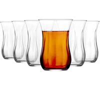 Chefline 6 x Clear 115ml Klasik Glass Tea Cup Set - Turkish Coffee Latte Drinking Teacup Cups Mugs Birthday Presents Gifts