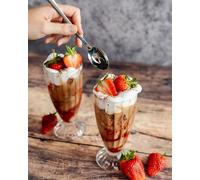 Chefline Ice Cream Sundae Glasses - Set of 6 Tall 340ml Milkshake Glasses with Classic, Dessert Sundae Ice Cream Glasses Clear Design - Retro American Diner Style Glasses, Dishwasher Safe Dessert Glas