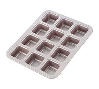 CHEFMADE Brownie Cake Pan, 12-Cavity Non-Stick Square Muffin Pan | Carbon steel bakeware for even heat distribution. Ideal for brownies, blondies & cupcakes. Champagne gold finish.