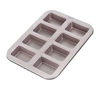 CHEFMADE Brownie Cake Pan, 8-Cavity Non-Stick Square Muffin Pan | Carbon steel bakeware for even heat distribution. Ideal for brownies, blondies & cupcakes. Champagne gold finish.
