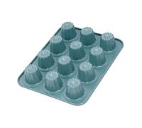 CHEFMADE Canele Mold Cake Pan, Nonstick 12 Cavity Canele Muffin Bakeware Cupcake Pan for Oven Baking（Green）