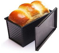 CHEFMADE Loaf Pan with Lid, Non-Stick Bakeware Carbon Steel Bread Toast Mold with Cover for Baking Bread - Black