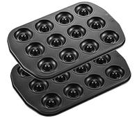 CHEFMADE Mini Donut Baking Pans, Non-Stick 12-Cavity Donut Pan, Carbon Steel Cake Baking Pan - BPA Free Mini Bagel Pan, Oven, Microwave, Freezer Safe