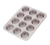 CHEFMADE Muffin Cake Pan, 12-Cavity Non-Stick Cupcake Pan Bakeware for Oven Baking (Champagne Gold)