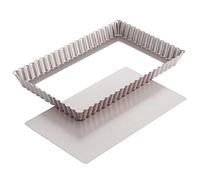 CHEFMADE Rectangle Tart Pan, 11-Inch with Removable Loose Bottom Non-Stick Oblong Quiche Bakeware for Oven Baking (Champagne Gold)