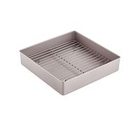 CHEFMADE Roasting Pan with Rack, 11-Inch Non-Stick Square Deep Dish Cake Pan with Wire Rack for Oven Baking, BBQ, Jelly Roll and Roasting (Champagne Gold)