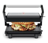 Chefman 2 Slice Panini Press, Indoor Grill & Sandwich Maker, Nonstick | Plates Open 180 Degrees, Floating Hinge, Stainless Steel, LED Indicators, Black