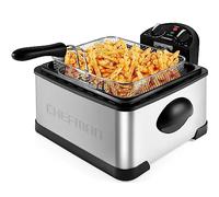 Chefman 4.5 Liter Deep Fryer w or Basket Strainer,XL Jumbo Size,Adjustable Temperature and Timer,Perfect for Fried Chicken,Shrimp,French Fries,Chips and More,Removable Oil-Container,Stainless Steel
