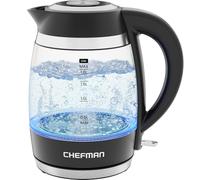 Chefman Electric Kettle, 1.8L 3000W, Hot Water Boiler, Removable Lid for Easy Cleaning, Auto Shut Off, Boil-Dry Protection, Stainless Steel Filter, BPA Free, Borosilicate Glass Electric Tea Kettle