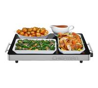 Chefman Electric Warming Tray with Adjustable Temperature Control, Perfect for Buffets, Restaurants, Parties, Events and Home Dinners, 53 x 41 cm Glass-Top Surface Keeps Food Hot - Stainless Steel