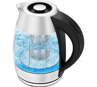Chefman Glass Electric Kettle with Tea Infuser, 1.8L, LED Indicator Light, Removable Lid for Easy Cleaning, Auto Shut Off & Boil-Dry Protection, BPA Free, Electric Tea Kettle, 2200W, Stainless Steel