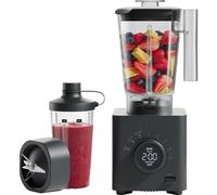 Chefman Obliterator 1.2L 1380W Smoothie Blender, Crush Ice, Nuts and Frozen Fruit, Stainless Steel Blade, Auto Blend Function, Includes 600ml Travel Jar - Midnight