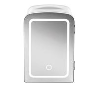 Chefman Portable Mirrored Beauty Fridge With LED Lighting 4 Liter Mini Refrigerator, Skin Care, Makeup Storage, w/Mirror & Light, Chill Serums And Face Masks, For Desktop Or Travel, Cool & Heat