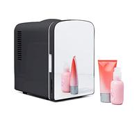 Chefman Portable Personal Fridge 4 Liter Mini Refrigerator Skin Care, Makeup Storage, Beauty, Serums And Face Masks, Small For Desktop Or Travel, Cool & Heat, Cosmetic Application, Mirror Door - Black