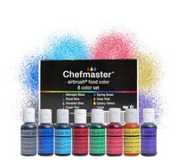 Chefmaster - Airbrush Kit - Airbrush Food Coloring - 8 Pack - True To Shade Vibrant Colors - Works With Any Airbrush Tool, Achieves Amazing Effects and Designs - Fade-Resistant Color - Made in the USA