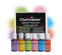 Chefmaster - Neon Airbrush Kit - Airbrush Food Coloring - 6 Pack - Highly-Pigmented, Vibrant Colors, Works With Any Airbrush Tool, Fade-Resistant Colors - Made in the USA