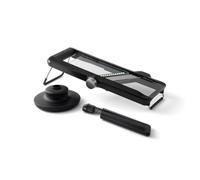Chef'n Glass Mandoline Slicer with 3 Cutting Blades - Slice, Julienne or Crinkle Cut, Vegetable Slicer in Gift Box, Plastic/Stainless Steel, Black, 42 x 19 x 12 cm