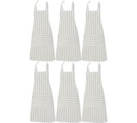 Chefs Apron, Grey, Pack of 6, Cooking and Baking Apron for Men and Women, Double Pockets, Kitchen Butchers Aprons, BBQ & Catering Bibs, Cooking Tabards