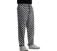 Chefs Black & White Polycotton Checked Trousers with Elasticated Waist (Extra Large)